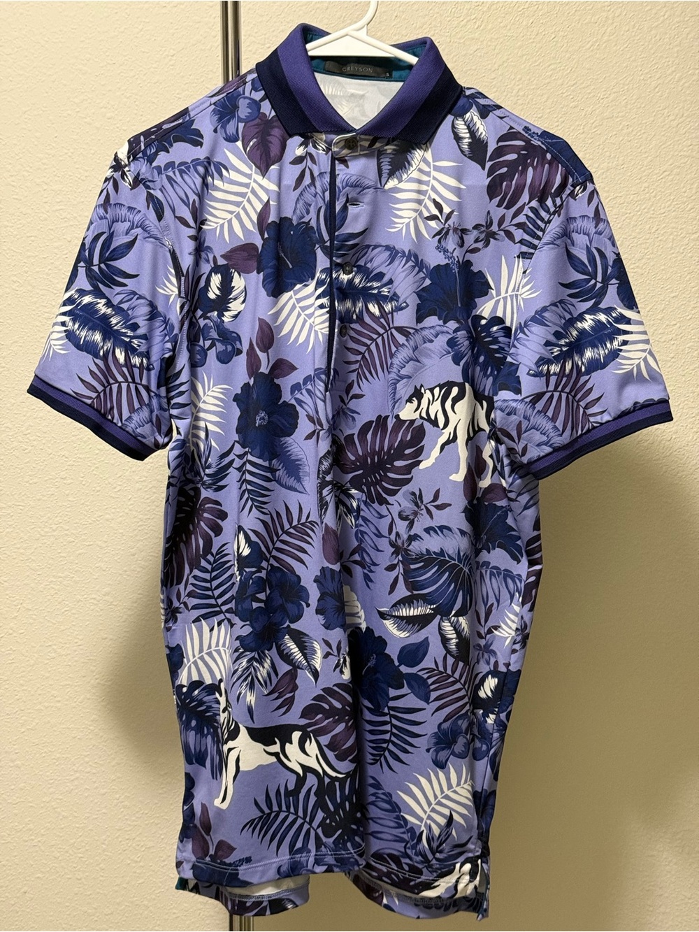 Greyson Golf Men's Purple Floral Polo Shirt - Short Sleeve